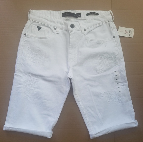NWT GUESS White Denim Regular Shorts SZ 29 - Picture 1 of 6